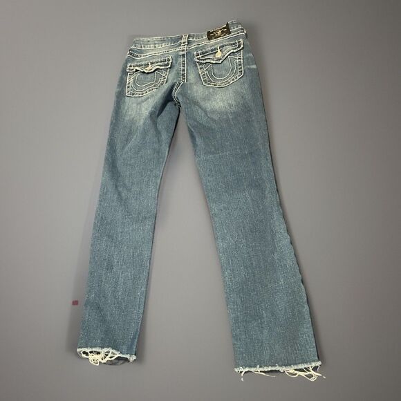 True Religion Jennie Curvy Mid Rise Denim Capri Size 27 Light Wash Jean - Picture 2 of 12